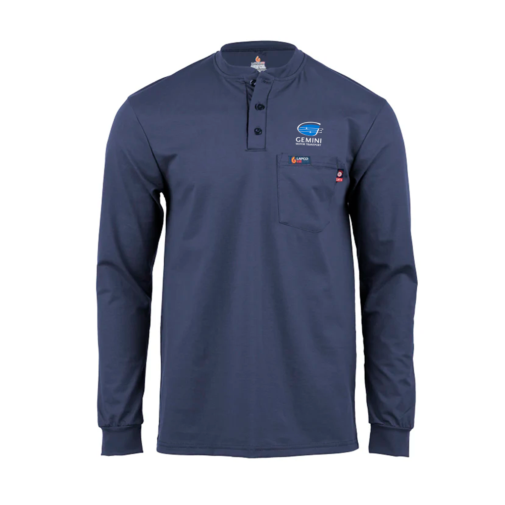 Extended sizes - Lapco FR Henley Tees | 6oz. 93/7 Knit | Navy